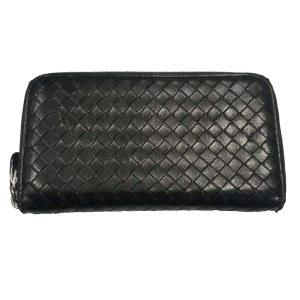 BOTTEGA VENETA 長財布 イントレチャート ラウンドファスナー ブラック