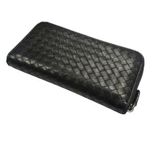 BOTTEGA VENETA 長財布 イントレチャート ラウンドファスナー ブラック