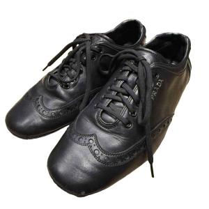 PRADA SPORT スニーカー レザー ウィングチップ ６ 黒 ブラック WGA