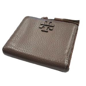 TORY BURCH 二つ折り財布 レザー スナップボタン 茶 ブラウン WGA