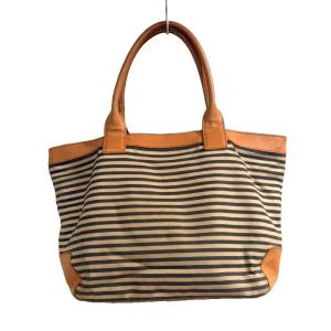 TORY BURCH トートバッグ ボーダー 紺 ネイビー 茶 ブラウン  WGA