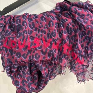 LOUIS VUITTON カシミヤ シルク エトール レオパード柄 ストール レッド