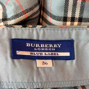 BURBERRY BLUE LABEL フレア ラップスカート ノバチェック 36 水色 ブルー WGA
