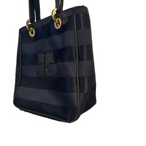 courreges ハンドバッグ ボーダー 紺 ネイビー GY99