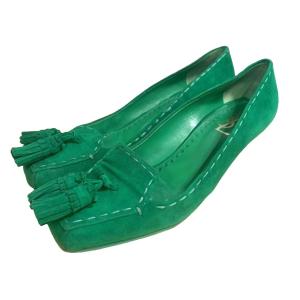 パンプス タッセル ハイヒール 37 緑 グリーン GY99 AA