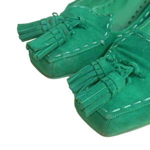 YVES SAINT LAURENT パンプス タッセル ハイヒール 37 緑 グリーン GY99 AA