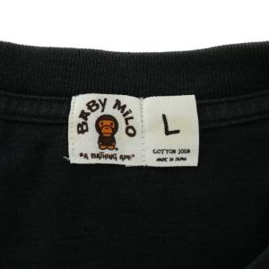 A BATHING APE Tシャツ カットソー 半袖 クルーネック ベイビーマイロ BABY MILO ロゴ プリント L 黒 ブラック