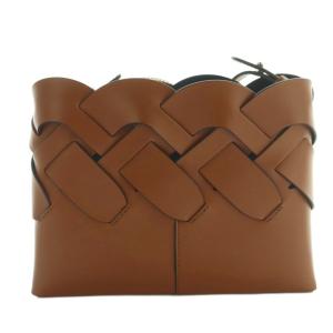 PRADA トレス 編み込み ミニショルダーバッグ ブラウン