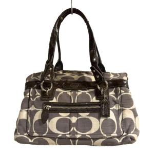 COACH ハンドバッグ シグネチャー 茶 ブラウン 白 ホワイト GY99
