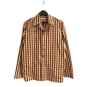 シャツ 長袖 チェック M 茶 ブラウン GY99