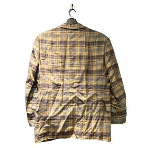 UNGARO テーラードジャケット リネン チェック シングル S 黄 イエロー GY99
