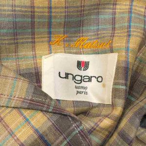 UNGARO テーラードジャケット リネン チェック シングル S 黄 イエロー GY99