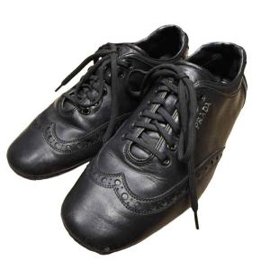 PRADA SPORT スニーカー レザー ウィングチップ ６ 黒 ブラック WGA