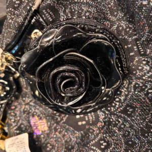 ANNA SUI ハンドバッグ フラワーモチーフ 黒 ブラック GY99