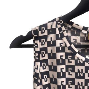 FENDI ワンピース ミニ ノースリーブ 総柄 42 白 ホワイト 黒 ブラック AA GY99