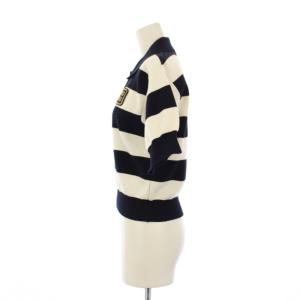 miumiu ニットポロシャツ ボーダー 36 ネイビー ホワイト MML889 S000 14M2