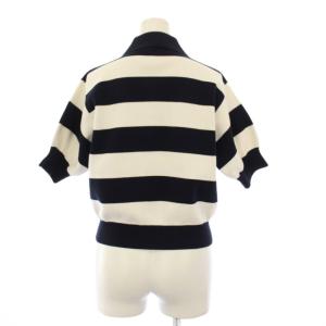 miumiu ニットポロシャツ ボーダー 36 ネイビー ホワイト MML889 S000 14M2