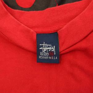 STUSSY 90's 混タグ Tシャツ 半袖 クルーネック ロゴ プリント M 赤 レッド /BB