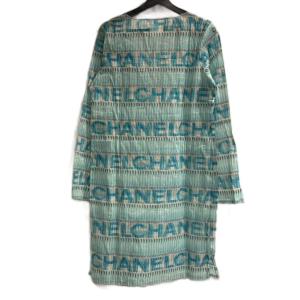 CHANEL 05Ｐ 希少 ワンピース 総柄 ブルー系 42