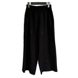 リネン ワイドパンツ 黒 ブラック F フリーサイズ
