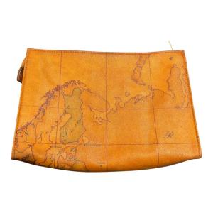 PRIMA CLASSE PRIMACLASSE クラッチバッグ セカンドバッグ 総柄 世界地図柄 ベージュ ブラウン GY99