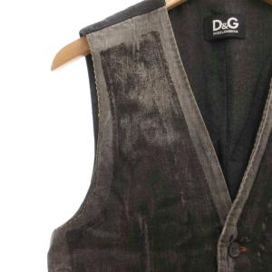 D&G デニムベスト ジレ ステッチ 切替 48 グレー /GV GY19