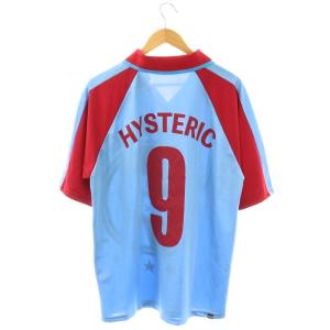 HYSTERIC GLAMOUR 25SS HYSTERIC 9 Shirt シャツ 半袖 L ライトブルー レッド /HK OS