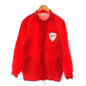 × ステュディオス STUDIOUS コーチジャケット 上着 L 赤 レッド 長袖 レギュラーカラー ロゴ