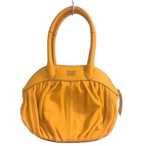 美品 ハンドバッグ ロゴ 合皮 黄 イエロー GY99