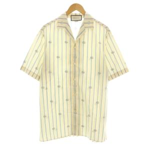 ダブルG ストライプ ボウリングシャツ 44 ベージュ
