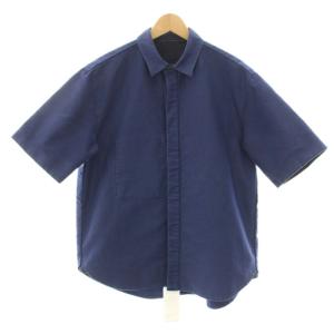 24SS モールスキンシャツ Moleskin Shirt 半袖 比翼ボタン タグ付き 3 紺 ネイビー