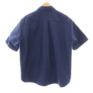 sacai 24SS モールスキンシャツ Moleskin Shirt 半袖 比翼ボタン タグ付き 3 紺 ネイビー