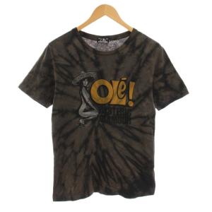Tシャツ カットソー S 黒 カーキ 半袖 タイダイ柄 プリント 02181CT14 /YM
