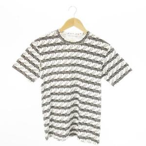 リピート グラフィック バインダーネック Tシャツ 半袖 コットン 総柄 S 白 ホワイト S18105