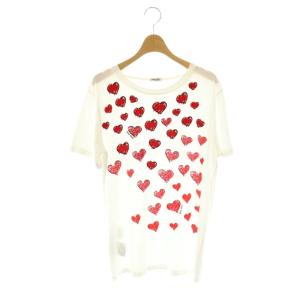 ハートTシャツ カットソー 半袖 L ホワイト レッド ブラック /DO OS