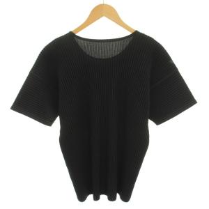 HOMME PLISSE ISSEY MIYAKE Basic プリーツ Tシャツ 3 ブラック HP46JK420