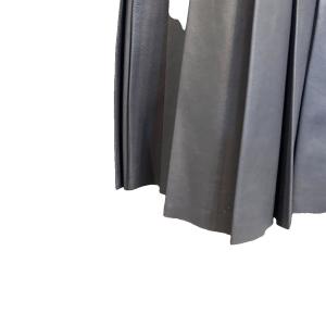 CHANEL レザー フレアスカート ココマーク プリーツ ラムレザー 38 グレー系 P27787V20080