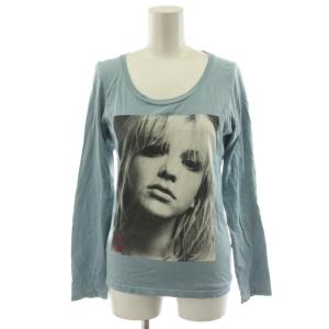 コートニーラブ ヒスガール Tシャツ カットソー 長袖 ロゴ F 水色 ライトブルー 0143CL16