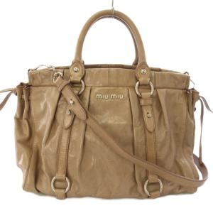 VITELLO LUX ハンドバッグ 2WAY レザー ベージュ