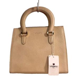 美品 ハンドバッグ 皮革 レザー ベージュ MS