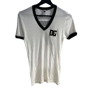 Tシャツ 半袖 Vネック ロゴ バックプリント S 白 ホワイト 黒 ブラック